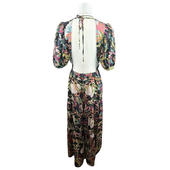 Anthropologie Conditions Apply Maxi Dress Puff Sleeve Open Back Cottagecore | S - Picture 3 of 15